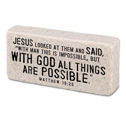 40608 4 x 1 in. Unisex Block Scripture with God All Things, White - One Size