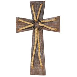 WWC-76 20 in. Unisex Wood Wall Cross with Rope, Multi Color - One Size