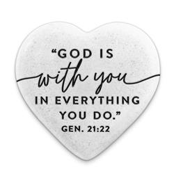 40748 2.25 x 0.5 in. Unisex Stone Heart God Scripture with You, White - One Size