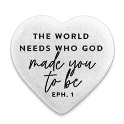 40749 2.25 x 0.5 in. Unisex Stone Heart Who God Made You Scripture, White - One Size