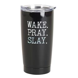 Picture of Dicksons SSTUMB-122 20 oz Unisex Wake Pray Slay Tumbler, Black - One Size