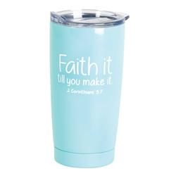 Picture of Dicksons SSTUMT-93 20 oz Unisex Faith It Till You Tumbler, Teal - One Size