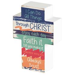 TPLKC34-91 3 x 4 in. Unisex I Can Do MDF Tabletop Cross PlaquePlaque, Multi Color - One Size