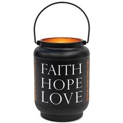 DLTN07SBK Unisex Faith Hope Love Small Lantern, Black - One Size