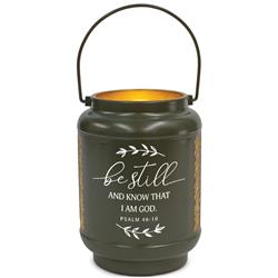 DLTN17SGR Unisex Be Still Psalm 46-10 Small Lantern, Green - One Size