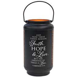 DLTN32SLBK Unisex These Three 1 Corinthians 13 Large Lantern, Black - One Size