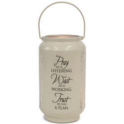 DLTN45SLWH Unisex Pray He Is Listening Large Lantern, White - One Size