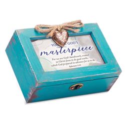 LP190ST Unisex Masterpiece Petite Locket Music Box, Teal - One Size