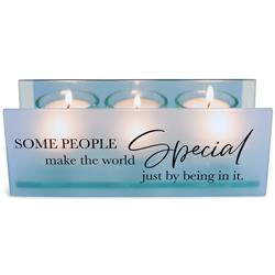 Picture of Dicksons MCHPRT06BL Unisex Some People Make The World Tealight Candle Holder, Blue - One Size