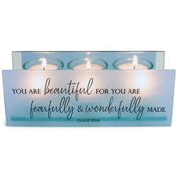 Picture of Dicksons MCHPRT08SBL Unisex Beautiful Psalm 139-14 Tealight Candle Holder, Blue - One Size