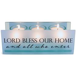 Picture of Dicksons MCHPRT09SBL Unisex Lord Bless Our Home Tealight Candle Holder, Blue - One Size