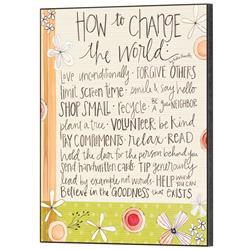 PLK1114-955 Unisex How To Change The World Wall Plaque, Multi Color - One Size