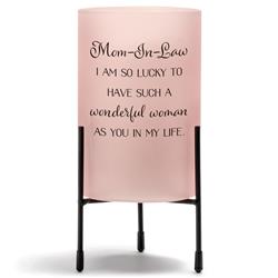 Picture of Dicksons HGC70BH Unisex Mom-in-Law, I Am So Lucky Candleholder, Pink - One Size
