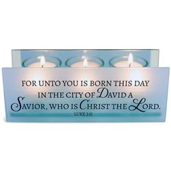 Picture of Dicksons MCHPRT24BL Unisex for Unto You Is Born Luke 2-11 Tealight Candle Holder, Blue - One Size