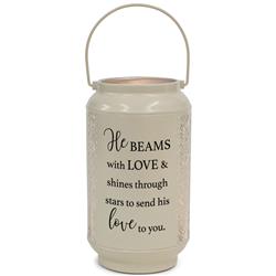 DLTN58LWH Unisex He Beams with Love Large Ivory Lantern, White - One Size