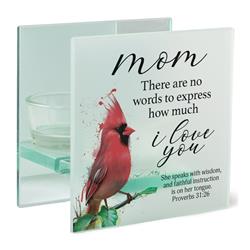 Picture of Dicksons MCHQ68S Unisex Square Mom There are No Words Tealight Candle Holder, White - One Size