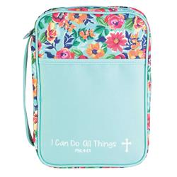 BCK-L269 Bible Cover Floral I Can Do All Large