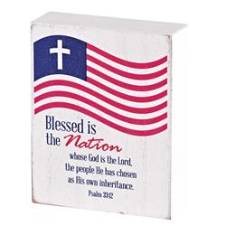 TPLK34-325 Tabletop Plaque Flag Blessed Is The 3x4