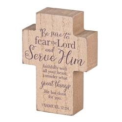 TPLKC34-104 Tabletop Plaque Cross Serve Him 4in