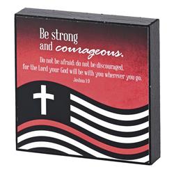 PLK44-131 Tabletop Plaque Firefighter Strong 4x4