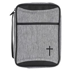 BCK-L211 Bible Cover Heather Black Canvas Large