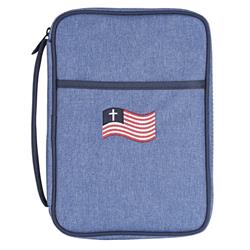 BCK-LP213 Bible Cover Denim Flag Large Print