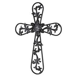 MWC-409 Wall Cross With Vines Metal 23h