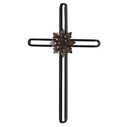 MWC-408 Wall Cross With Flower Metal 17h