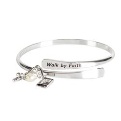 Picture of Dicksons 30-4969T Wire Wrap Bangle Walk By Faith/Pearl