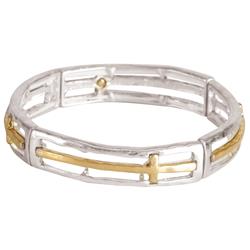 Picture of Dicksons 30-4965T Stretch Bracelet 2Tone Cutout Cross