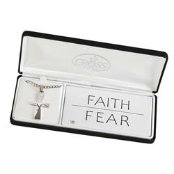Picture of Dicksons 32-6749 Necklace Faith Over Fear Bevel Cross