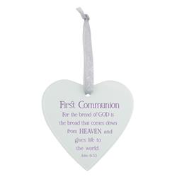 GLORNH26S Glass Ornament Heart 1st Communion, For