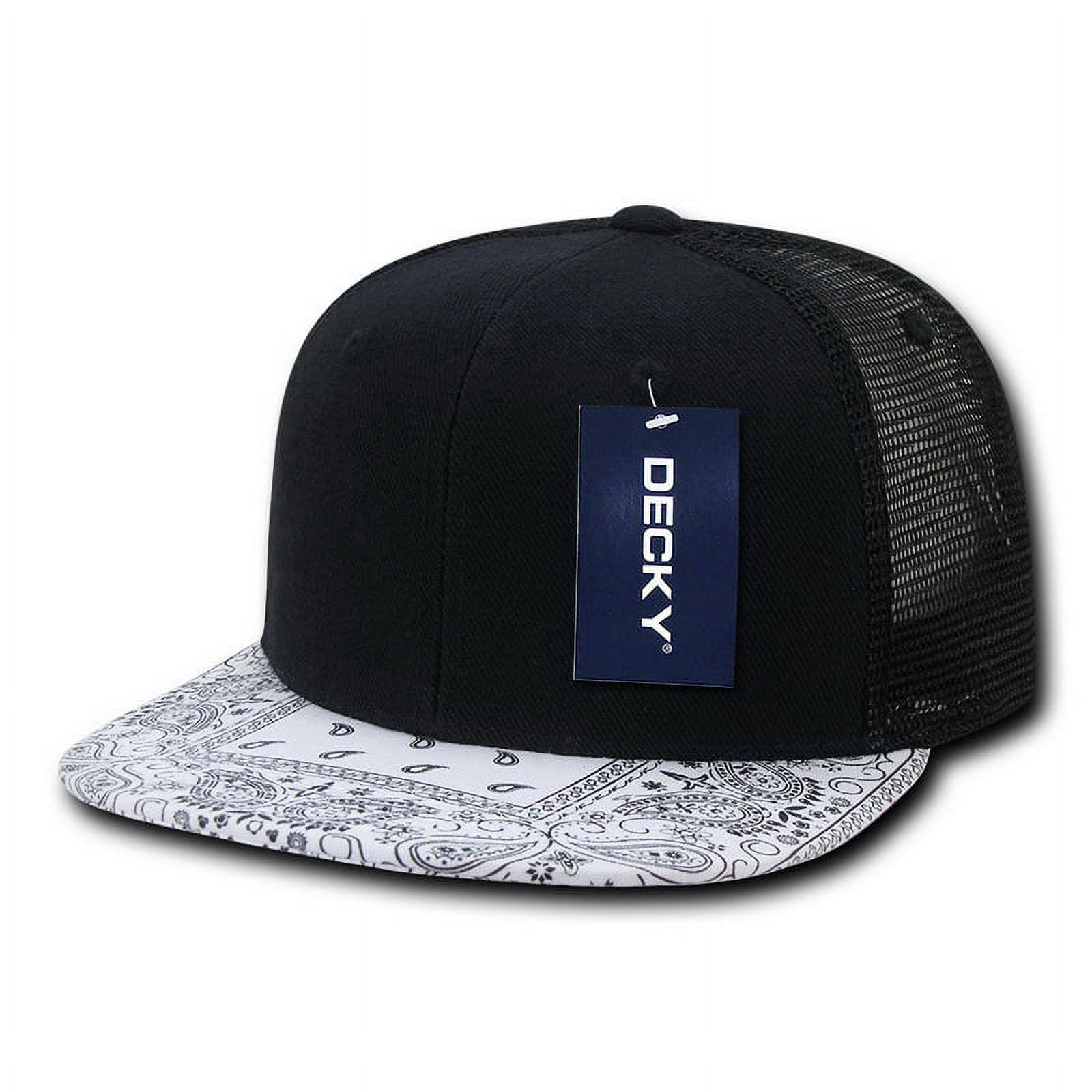 1083-BLKWHT Bandanna Trucker Caps, Black & White