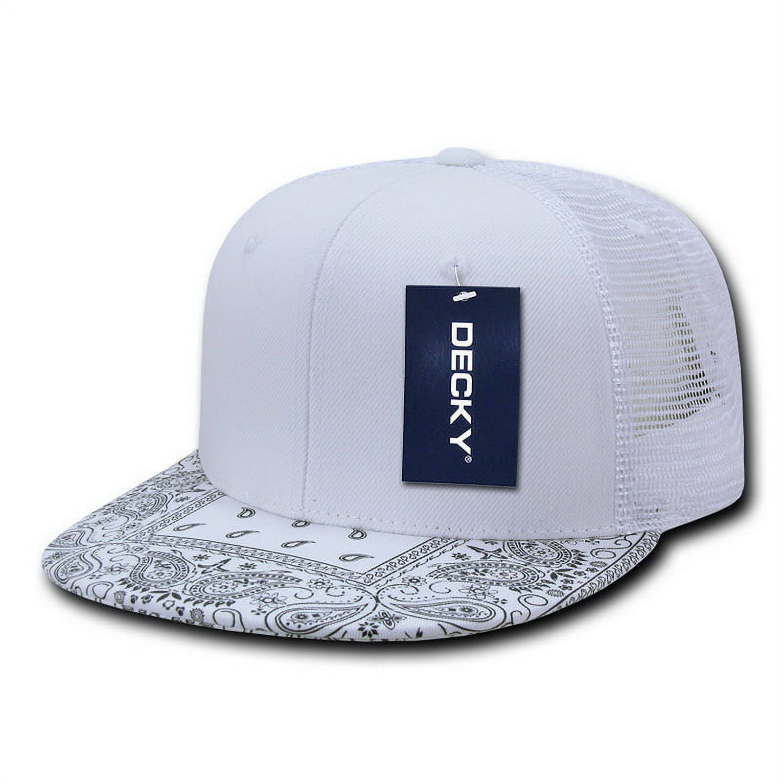 1083-WHTWHT Bandanna Trucker Caps, White & White