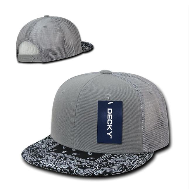 1083-GRYGRY Bandanna Trucker Caps, Grey & Grey