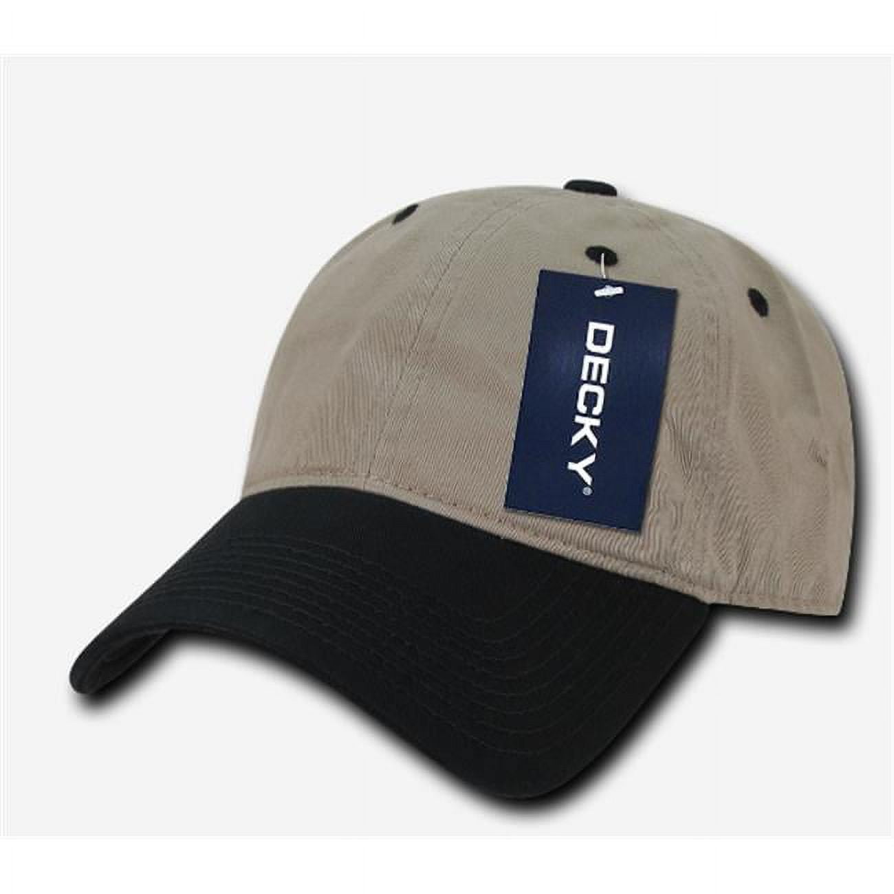 205-KHABLK Relaxed Washed Cotton Caps, Khaki & Black