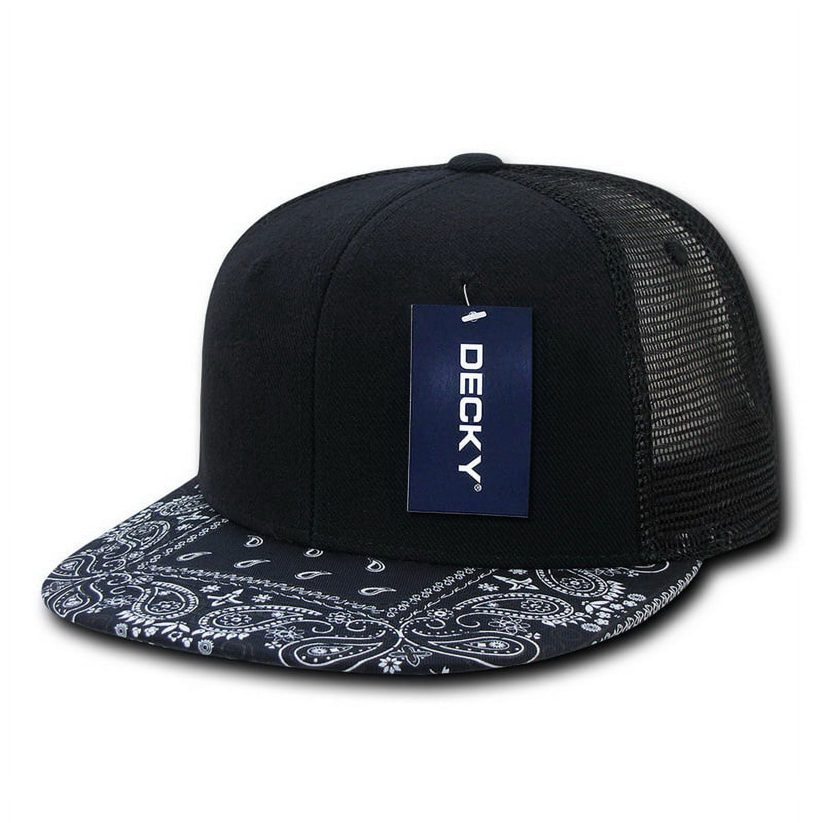1083-BLKNVY Bandanna Trucker Cap - Black , Navy