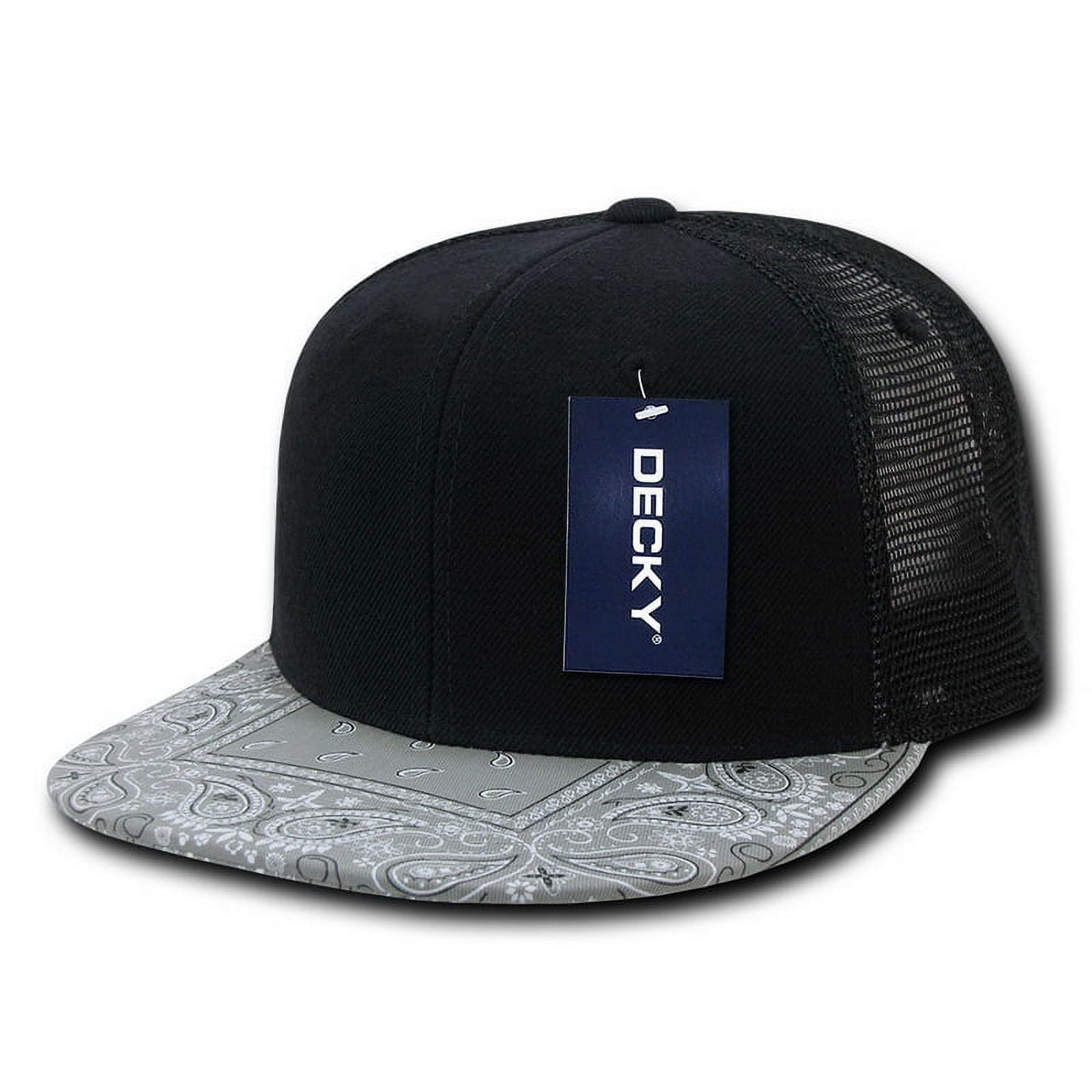 1083-BLKGRY Bandanna Trucker Caps - Black,Grey