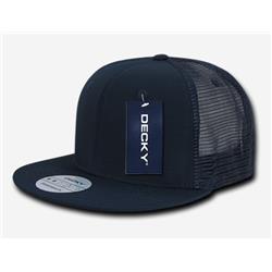 241-NVY Ripstop Flat Bill Trucker Caps - Navy