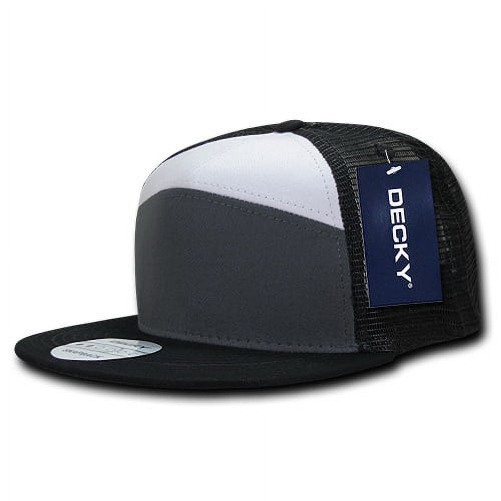 7 Panel Trucker Caps - Charcoal & White,Black