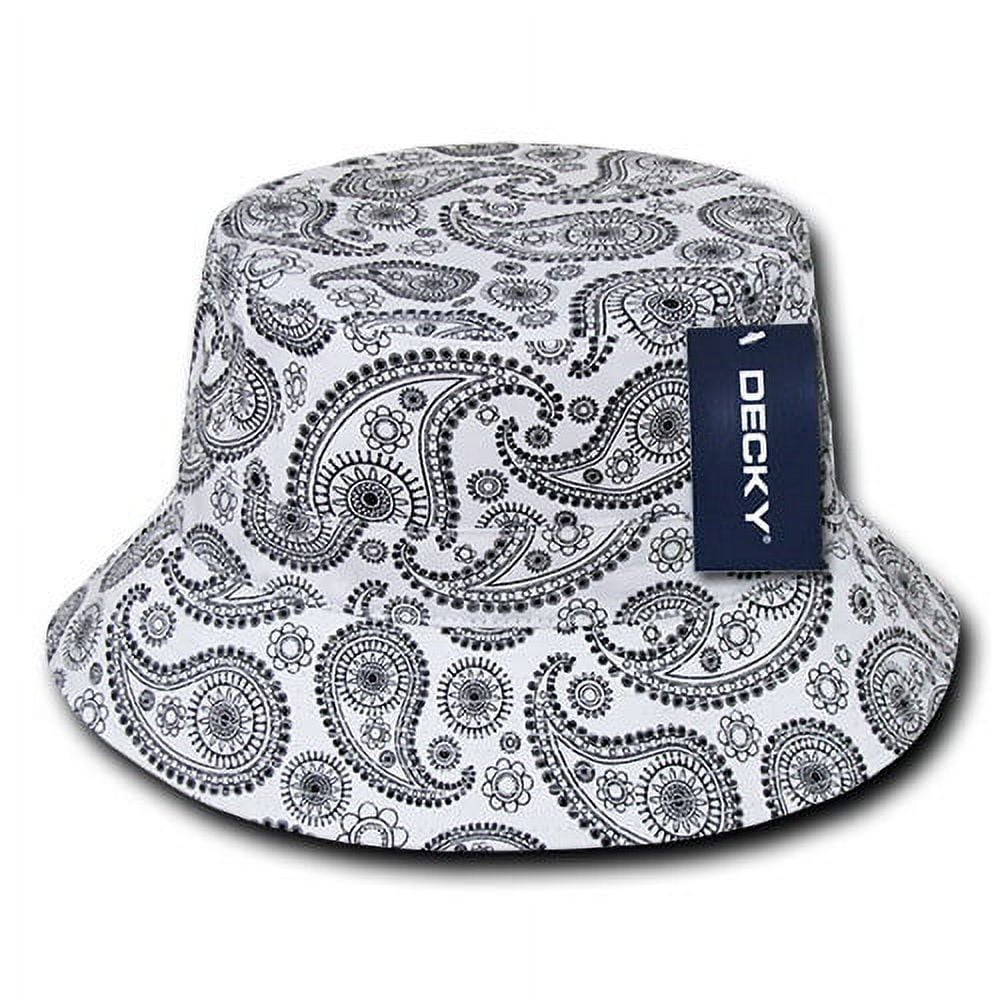 459-PL-WHT-06 Paisley Bucket Hat Small, Medium - White