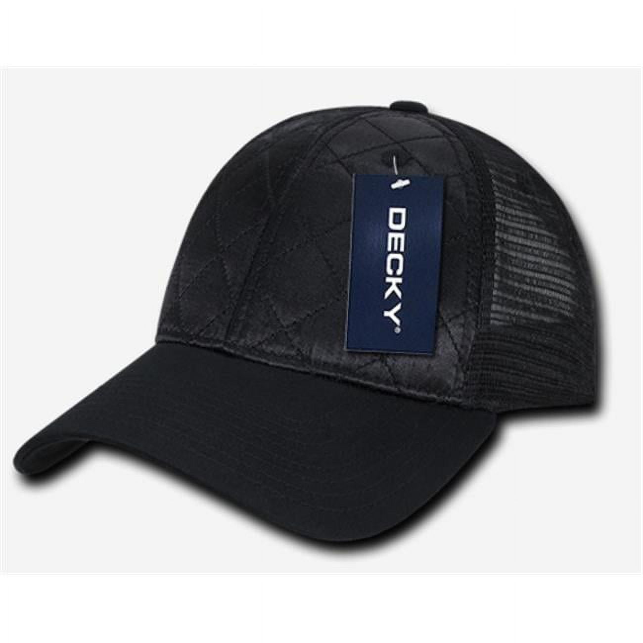 1142-BLACK Quilted Curve Trucker Caps - Black
