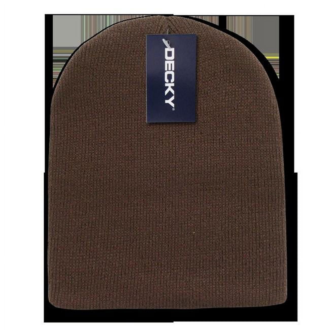 614-BRN Acrylic Short Knit Caps, Brown