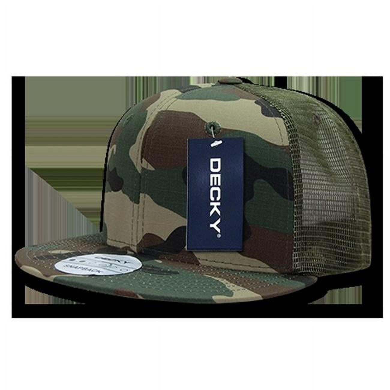 241-WDL Ripstop Flat Bill Trucker Caps, Woodland