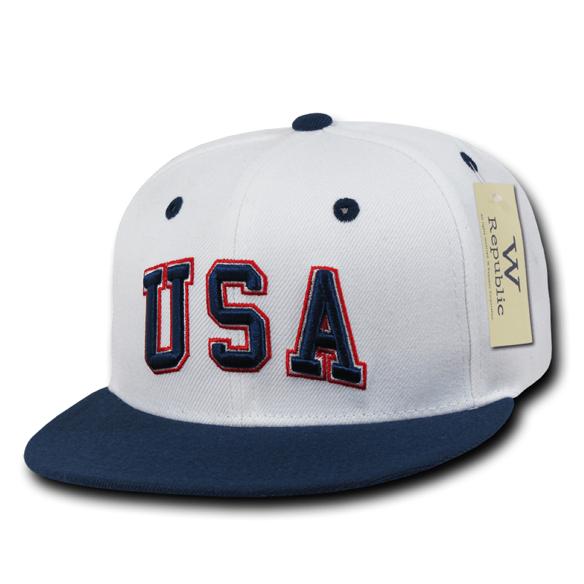 6 Panel Flat Bill Trucker Caps - Black & White