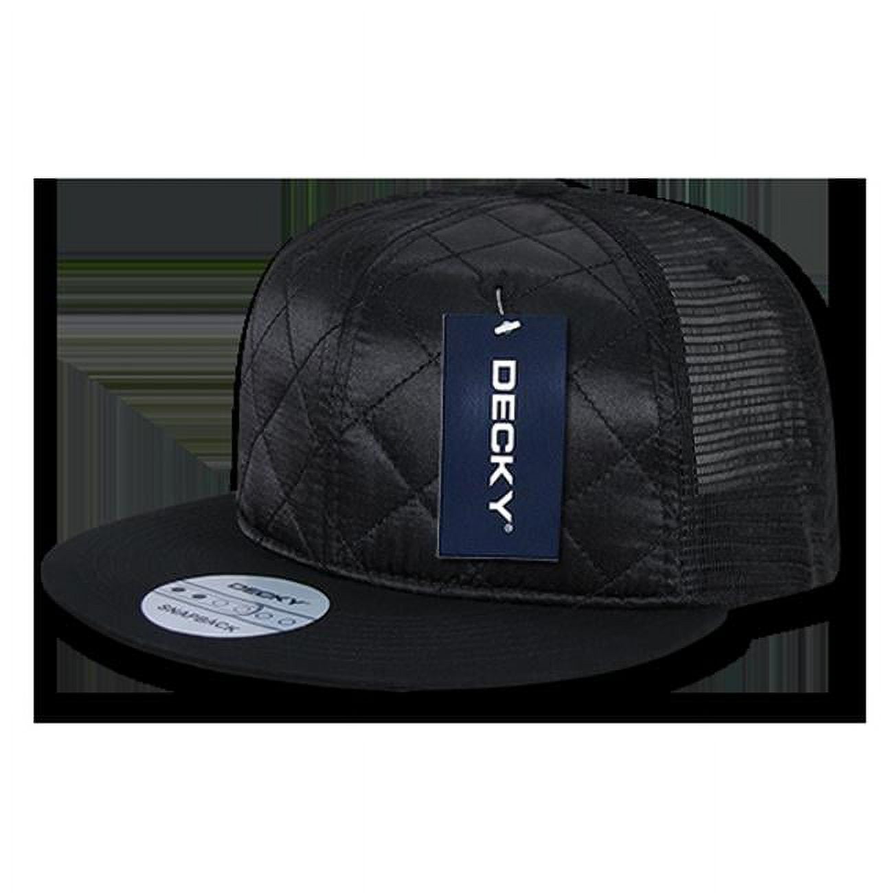 Quilted Flat Bill Trucker Caps - Black