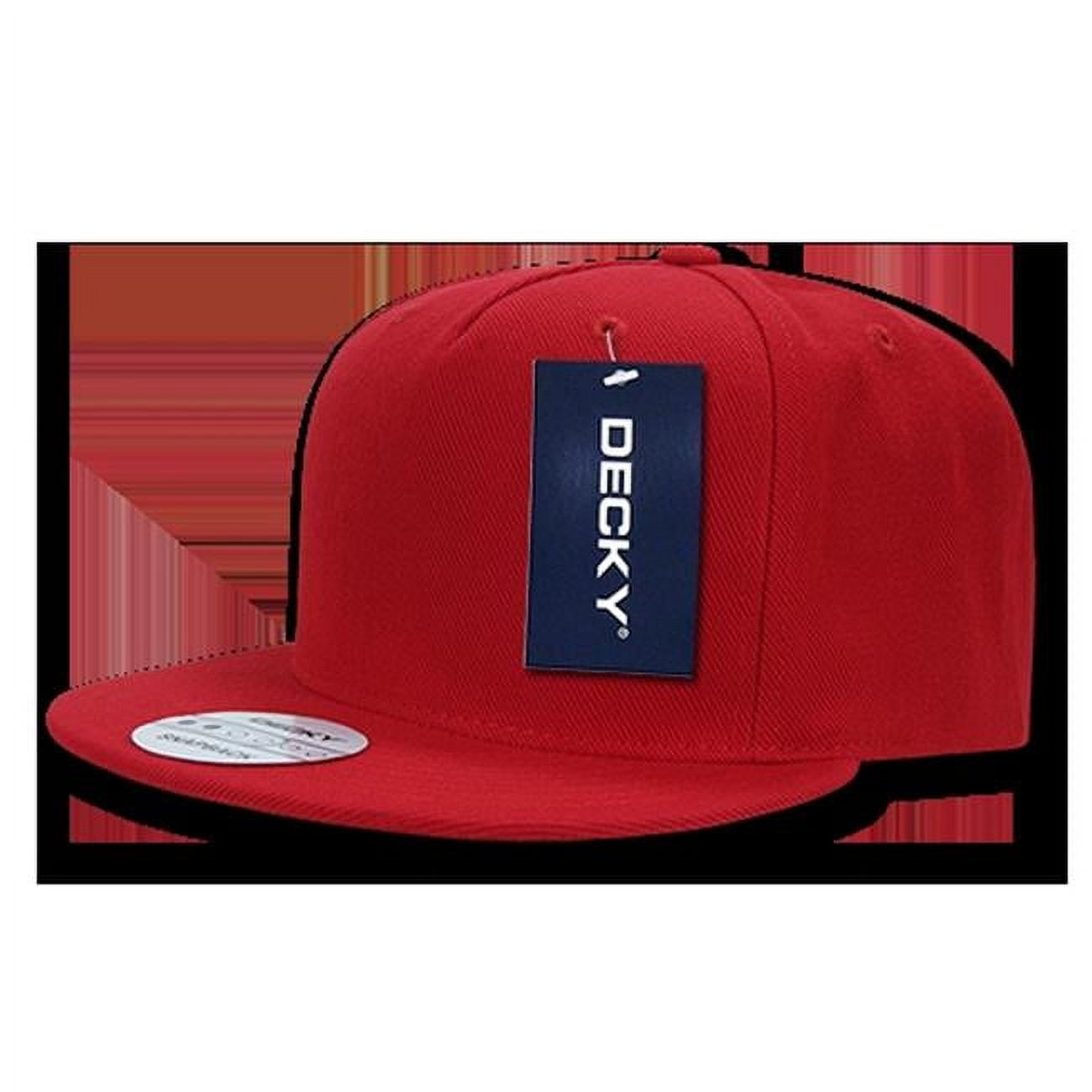 DECKY 333-RED Flat Bill 5 Panel Acrylic Snapback, Red