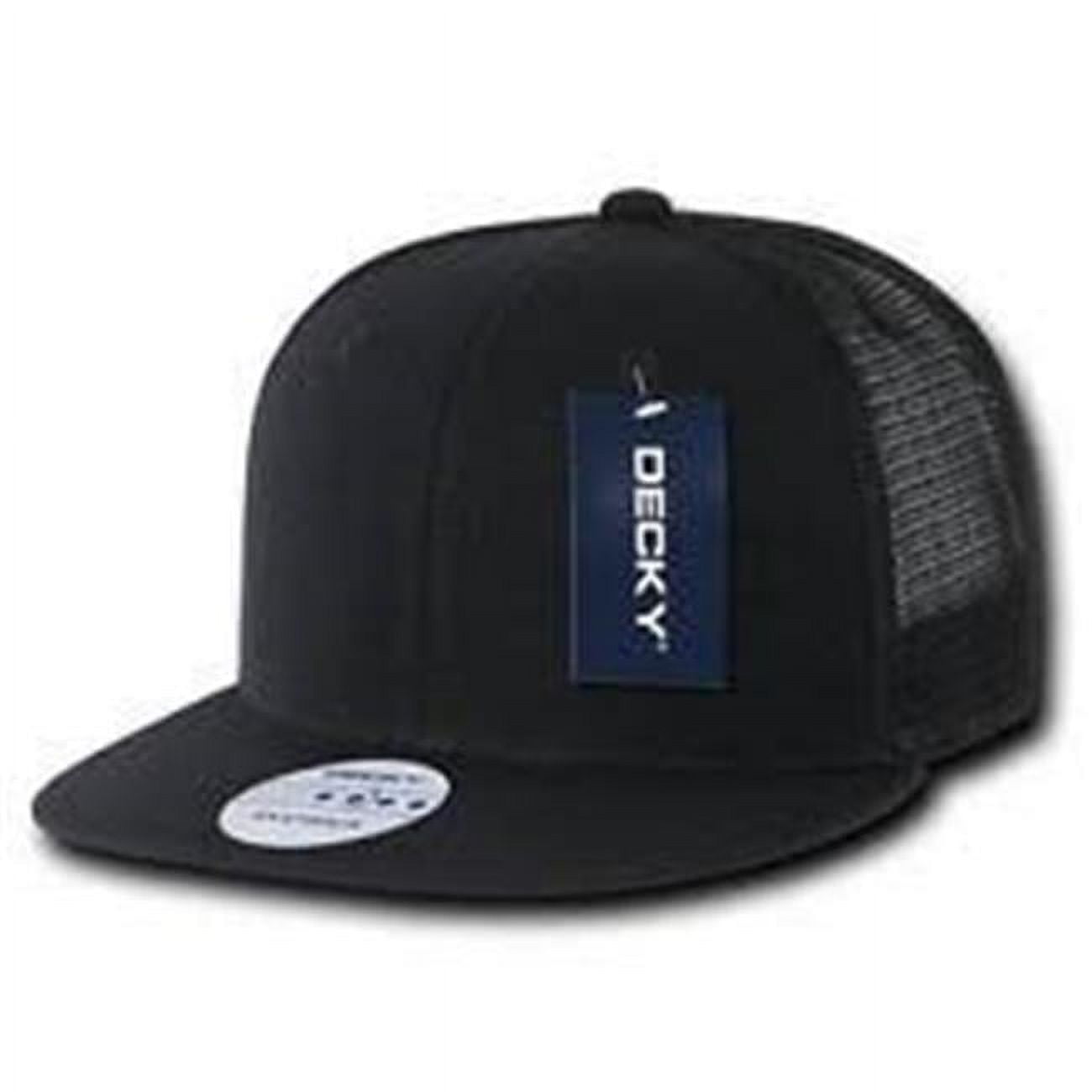 6 Panel Flat Bill Trucker Caps - Black and Charcoal