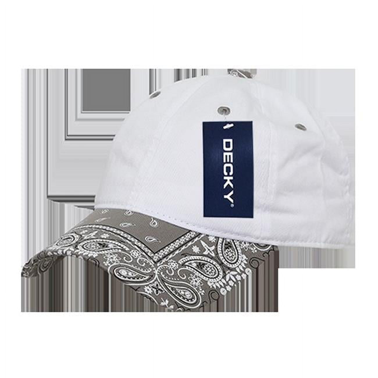 Decky Low Crown 256-WHTGRY Bandanna Polo Caps - White with Grey