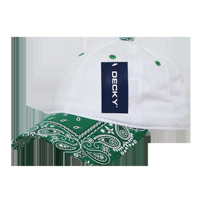 Decky Low Crown  Bandanna Polo Caps - White with Kelly Green